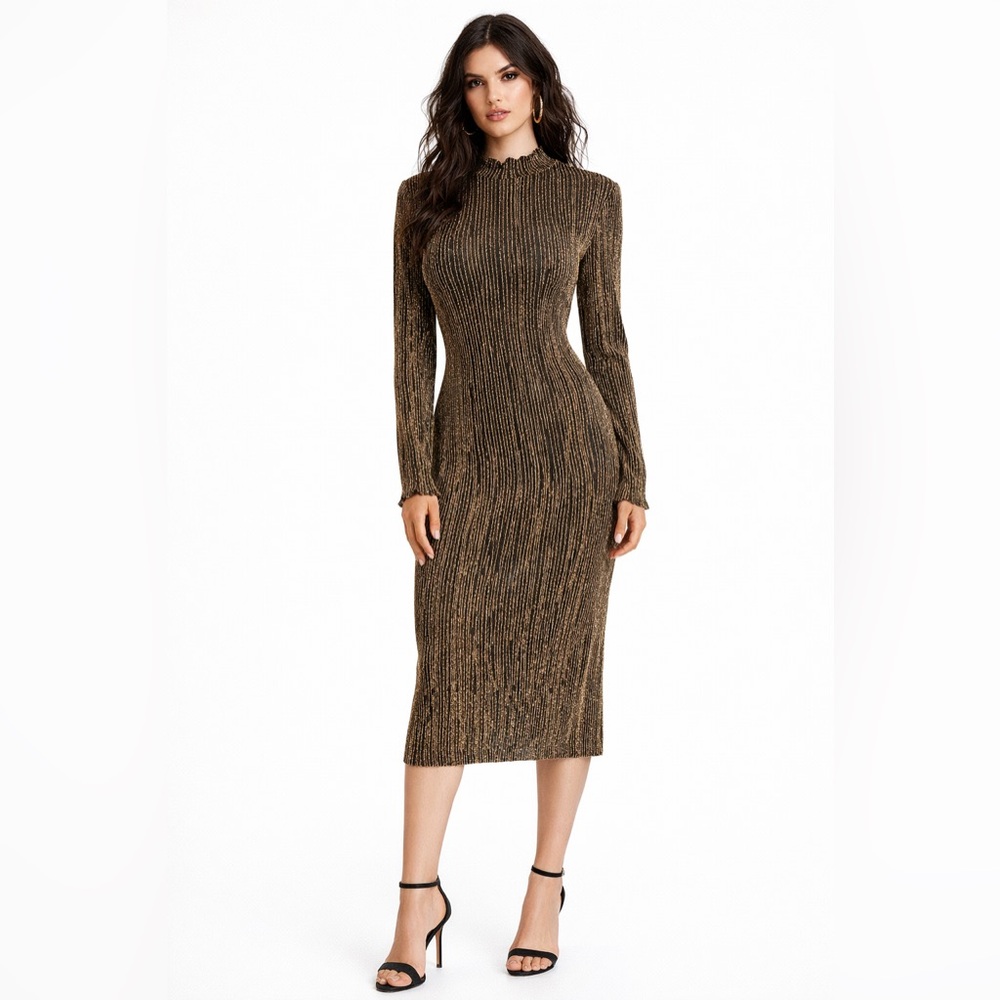 Chic Ribbed Bodycon Midi Dress NWT